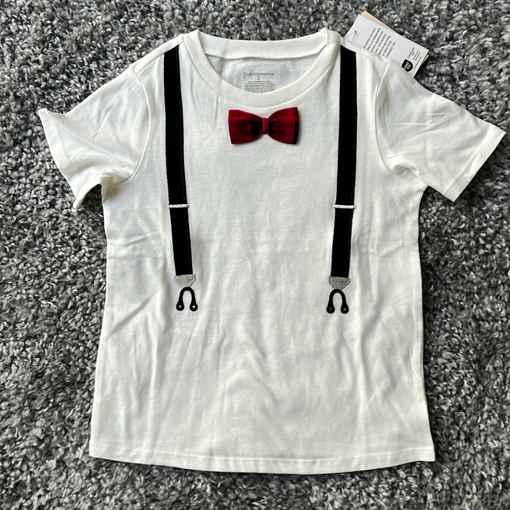 First Impressions Toddler Boys Bow Tie & Suspenders T-Shirt - 4T - Picture 1 of 3